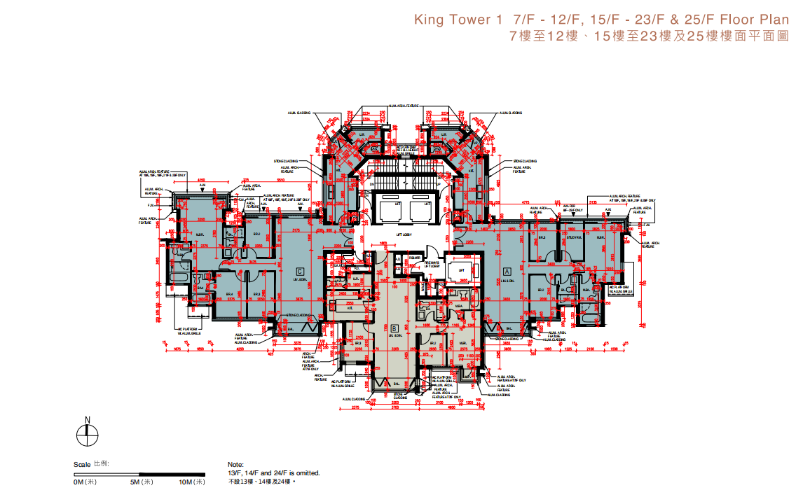 瓏珀山平面圖則 實用943-2504呎戶型分布